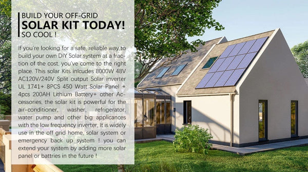 SunGoldPower Complete Off Grid Solar Kit 8000W 48V 120V Output 10.24KWH Lithium Battery 3600 Watts Solar Panel