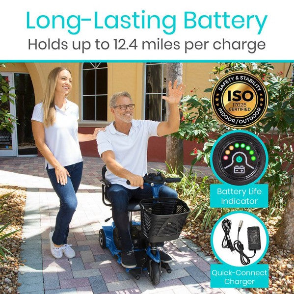 Vive Health 3 Wheel Mobility Scooter - Electric Long Range Powered Wheelchair