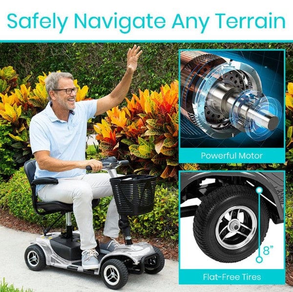 Vive Health 4 Wheel Mobility Scooter - Electric Long Range Powered Wheelchair