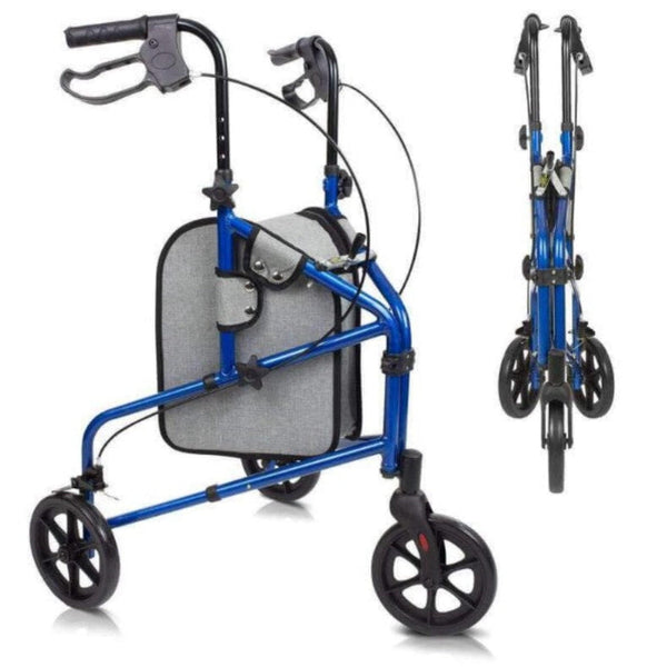 Vive Health 3 Wheel Walker Rollator - Lightweight Foldable Walking Transport