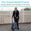 Vive Health 3 Wheel Walker Rollator - Lightweight Foldable Walking Transport