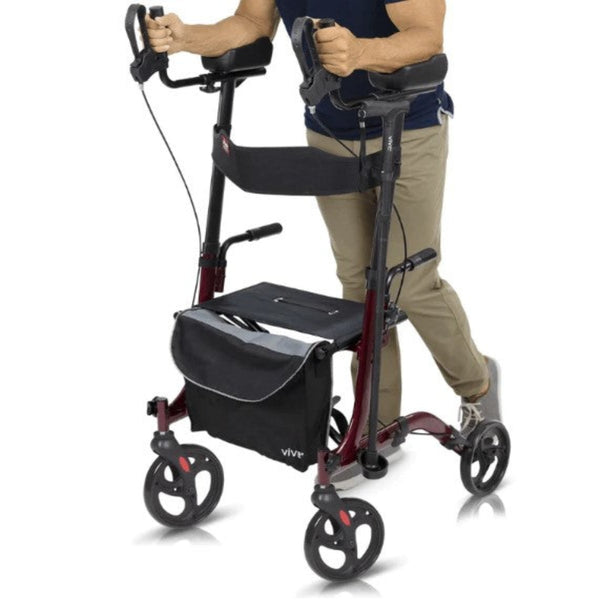 Vive Health Upright Rollator - Walker with Foldable Transport Seat
