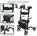 Vive Health Upright Rollator - Walker with Foldable Transport Seat