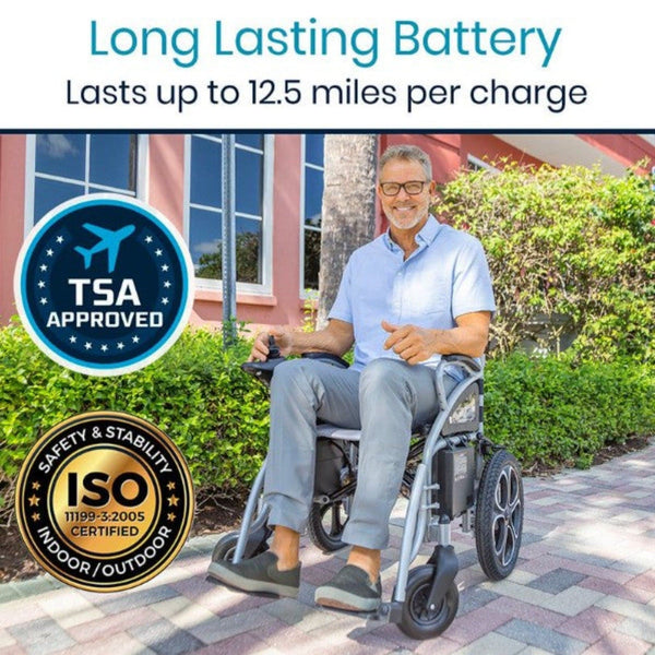 Vive Health Compact Power Wheelchair - Foldable Long Range Transport Aid