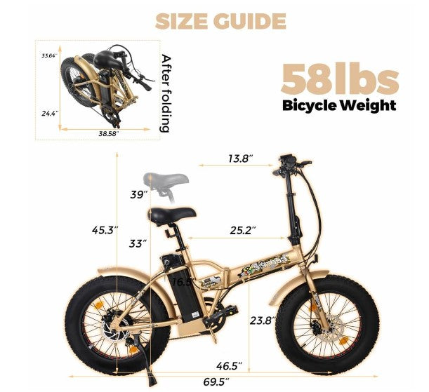 Ecotric Fat E-Bike 48V Portable And Folding With LCD Display NS-FAT20S900