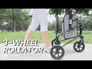 Vive Health 3 Wheel Walker Rollator - Lightweight Foldable Walking Transport